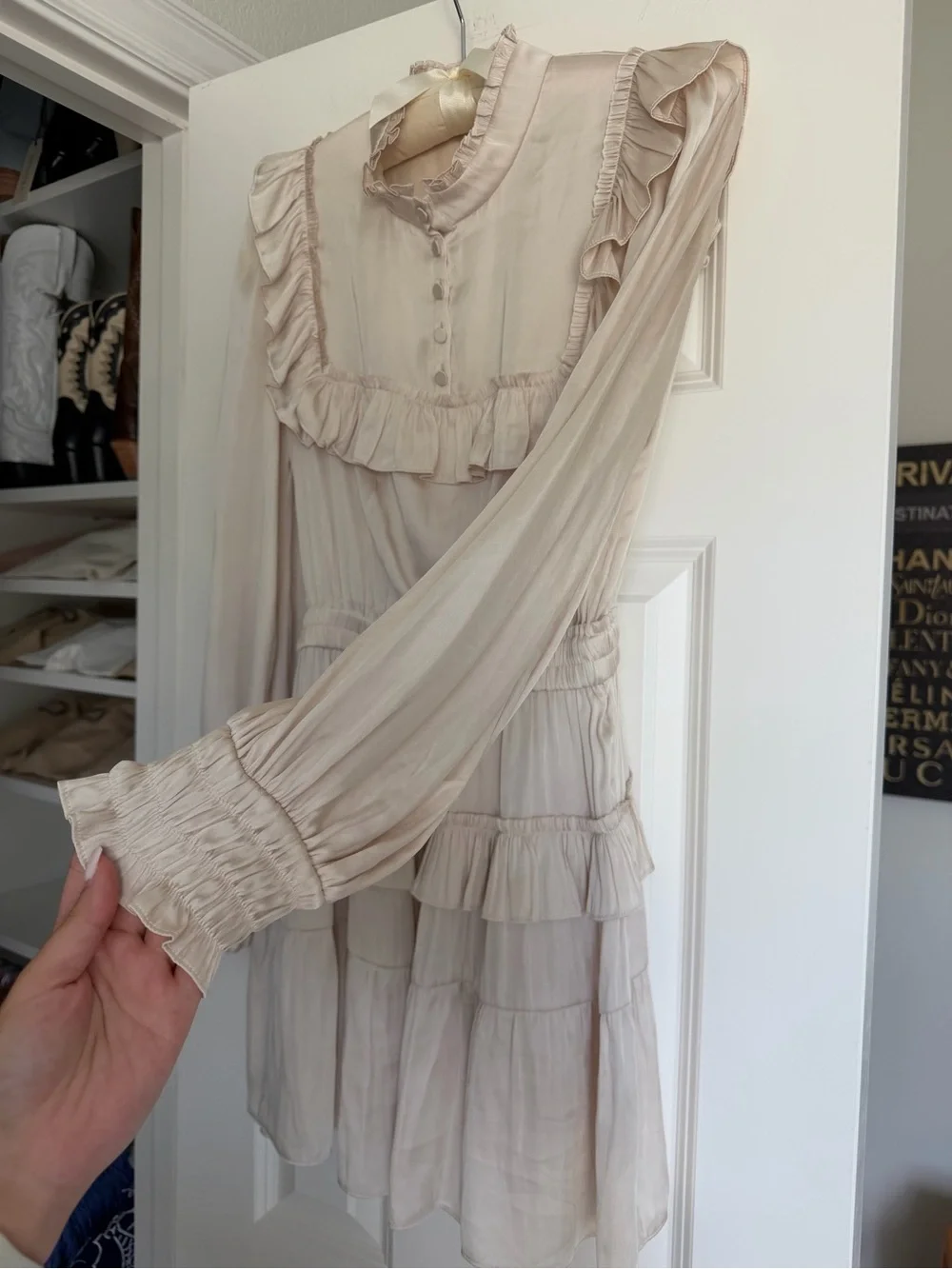 LoveShackFancy Cream Ruffle Mini Dress - Picture 3 of 7
